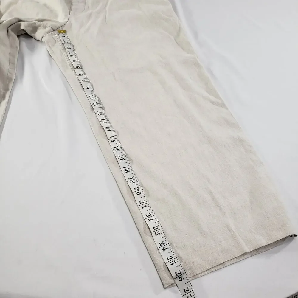 Hiltl Beige Flax Cotton Luxury Comfort Ultimate Trouser Pants Size 35/38